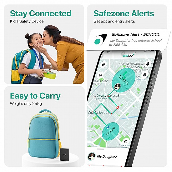 Onelap GO (with No Hidden SIM Recharge) - Wireless GPS Tracker for Car, Kids School Bag, Scooty, Trucks or Anything | Voice Monitoring | Magnetic Grip | Next-Gen Android & iOS App.