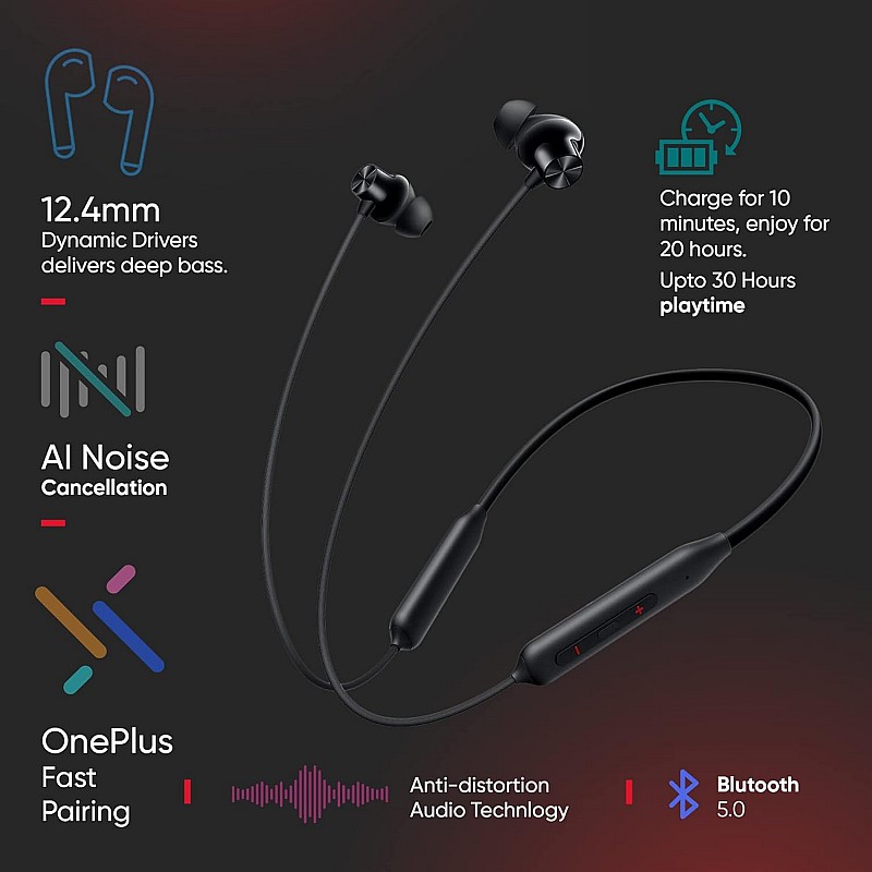 Oneplus Bullets Z2 Bluetooth Wireless in Ear Earphones (Magico Black)