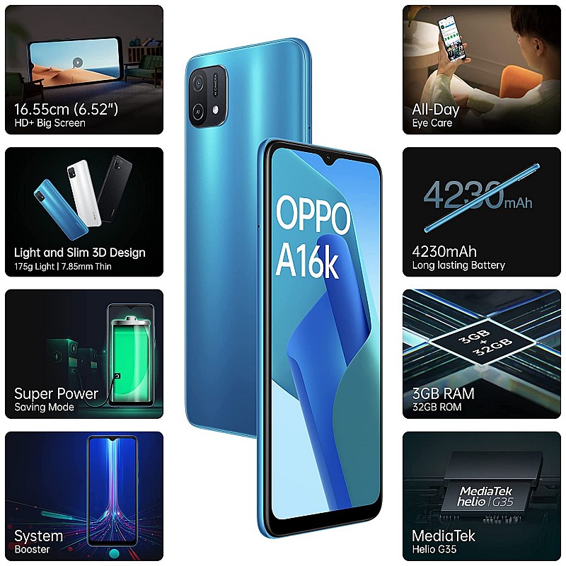 Oppo A16k Blue 4GB RAM 64GB Storage Refurbished