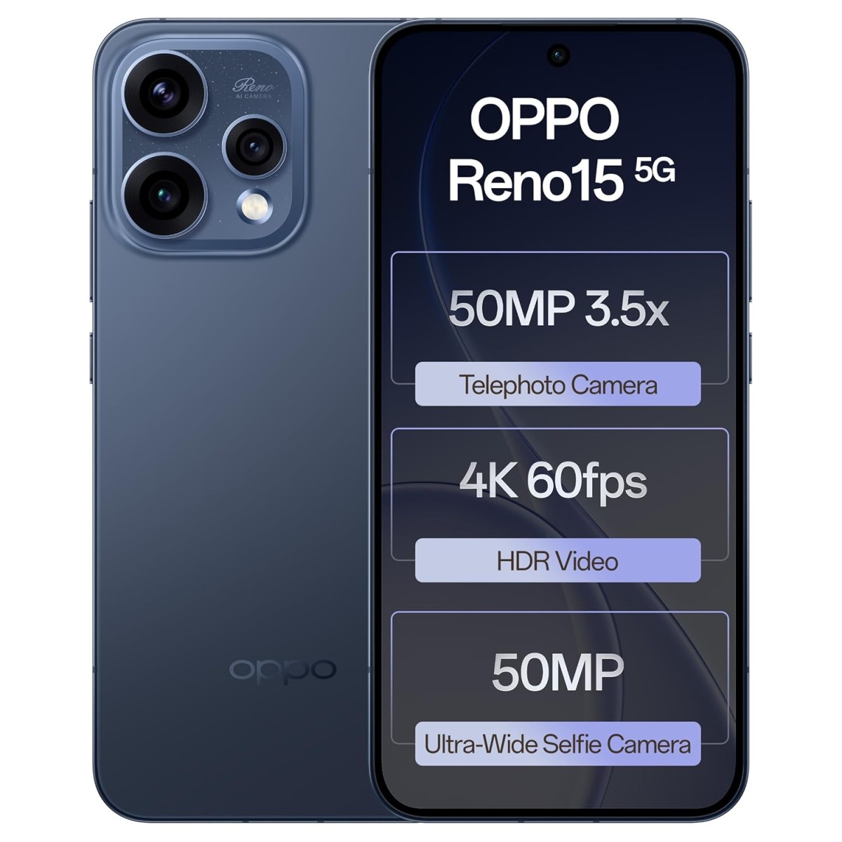 Oppo Reno15 5G (Twilight Blue, 8GB RAM, 256GB Storage) with No Cost EMI/Additional Exchange CPH2743