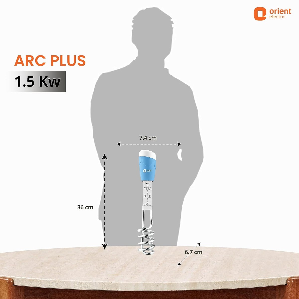 Orient Electric Arc Plus 1.5kw |Immersion water heater|100% shock proof body|Heavy copper element|With Bucket clip| ISI certified | 2 years replacement warranty Orient Electric Arc Plus 1.5kw |Immersion water heater|100% shock proof body|Heavy copper element|With Bucket clip| ISI certified | 2 years replacement warranty