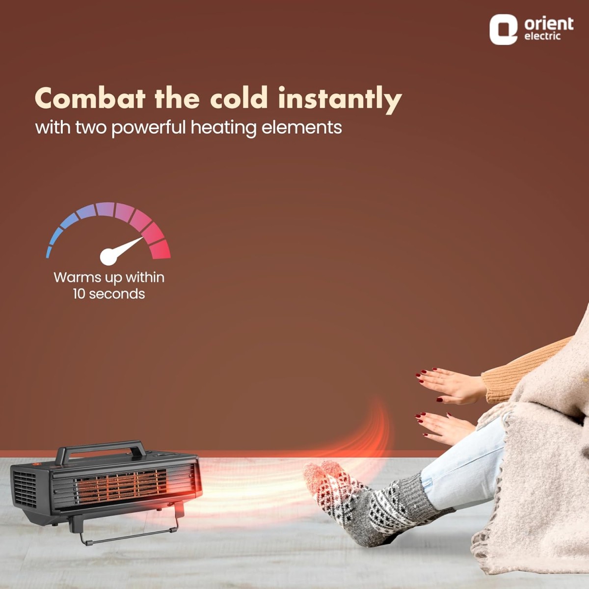 Orient Electric Heat Convector Compact Heater | 2000W with two heat settings | Quick Heating with two fans | Neon Indicator| 2-year warranty by Orient | Black