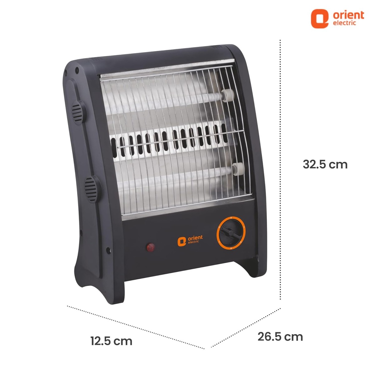 Orient Electric Quartz Room Heater | 800 W Low Power Consumption | Tip-over Protection | 2 Heating Rods for Quick Heating | Cool Touch Body | 1 Year Warranty, Black