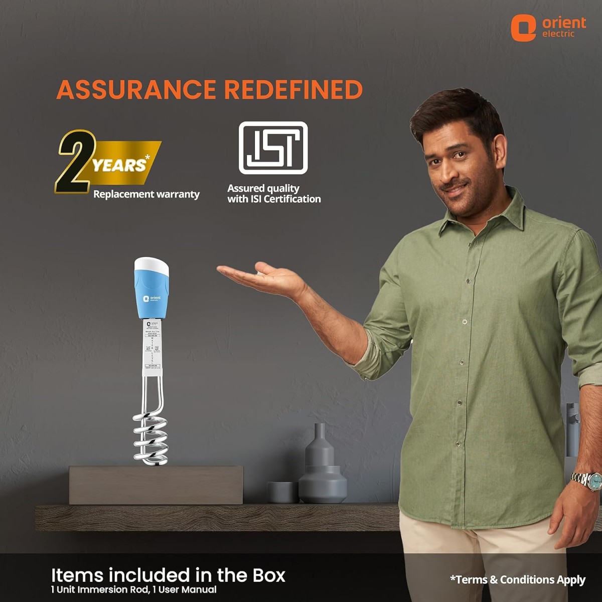 Orient electric Arc Plus 1kw |Immersion heater|power|100% shock proof body|Heavy copper element|With Bucket clip| ISI certified | 2 years replacement warranty