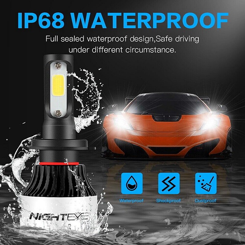 Airtree H7 Geniune 9000LM 6500K 72 W LED Automotive Headlight Bulbs Auto Conversion Driving Lamp 2 Led Chip (Cool White)