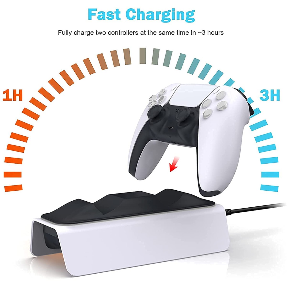 P S 5 Multifunctional Controller Charging Station with LED, Multifunctional Cooling Base, Dual Charger Docking Station for P S 5 with Headset Holder (White, P S 5) TP5-0521B