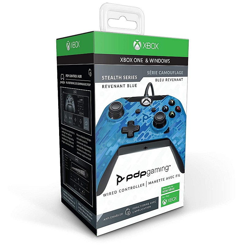 PDP Stealth Series Wired Controller for Xbox One, Xbox One X and Xbox One S (Blue Camouflage)