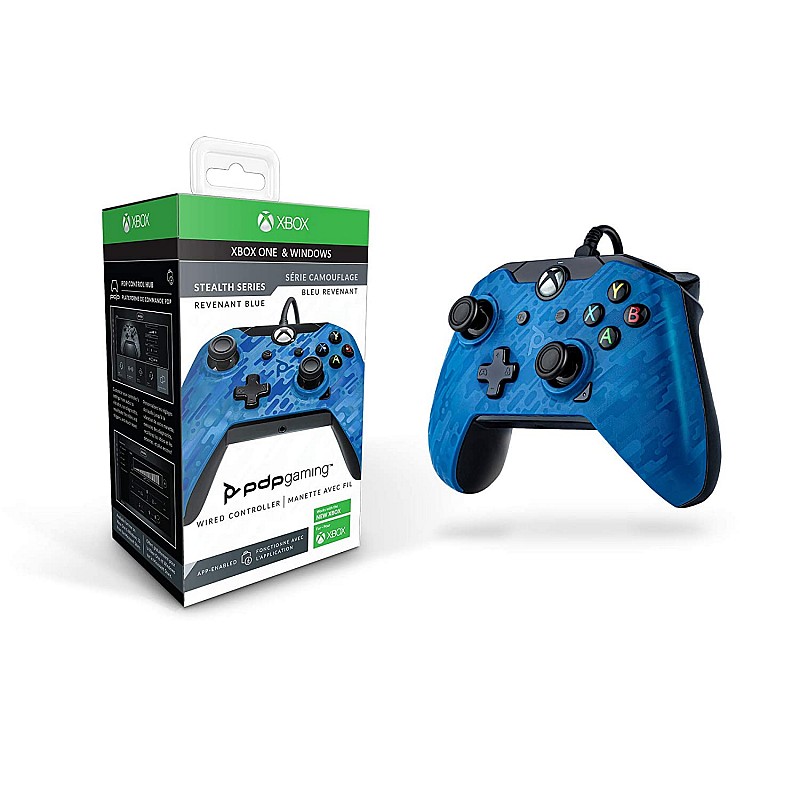 PDP Stealth Series Wired Controller for Xbox One, Xbox One X and Xbox One S (Blue Camouflage)