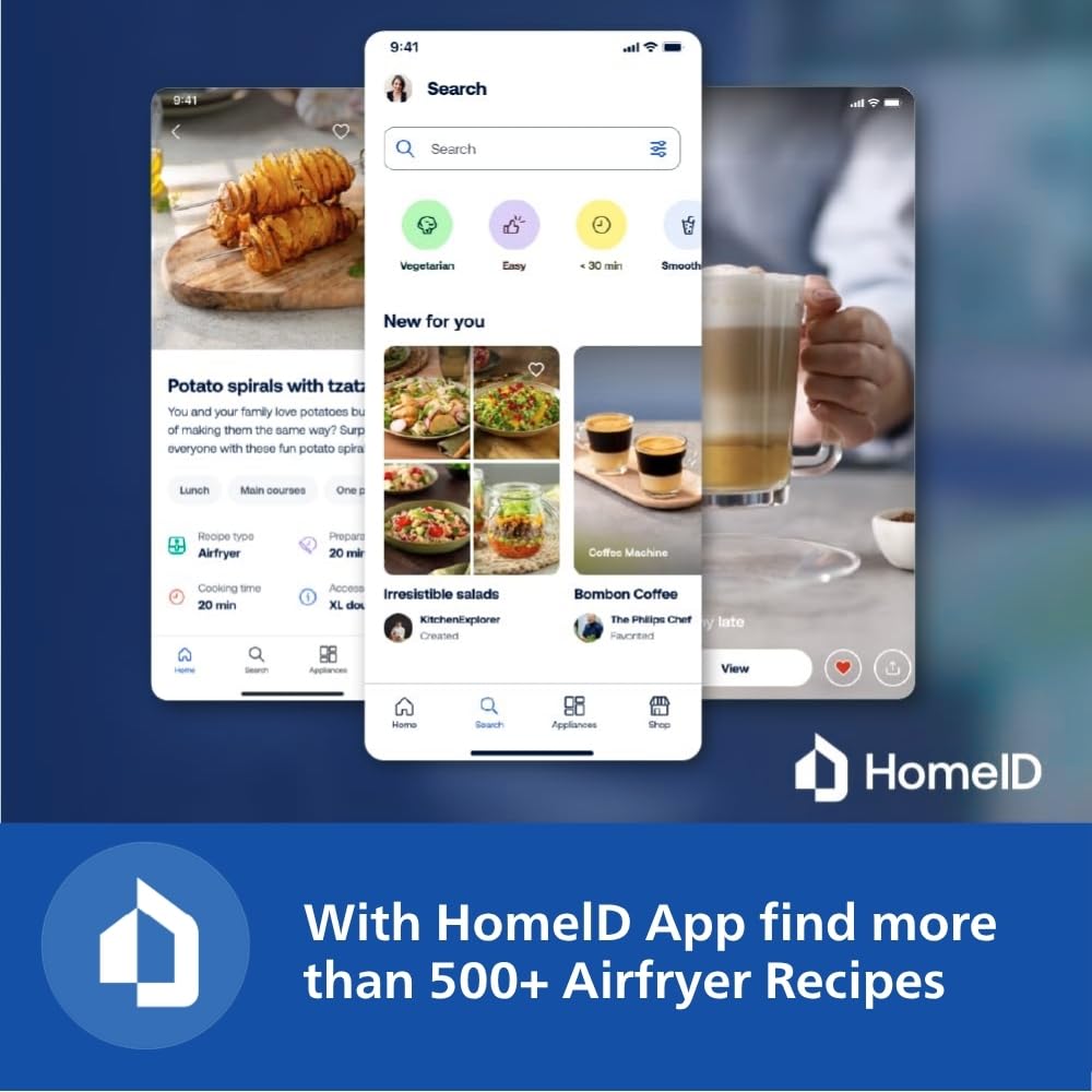 PHILIPS Air fryer for Home, 4.1 Liter, with RapidAir Technology (Black), with additional 1 Yr Warranty by Philips, uses up to 90% less fat (HD9200/90)