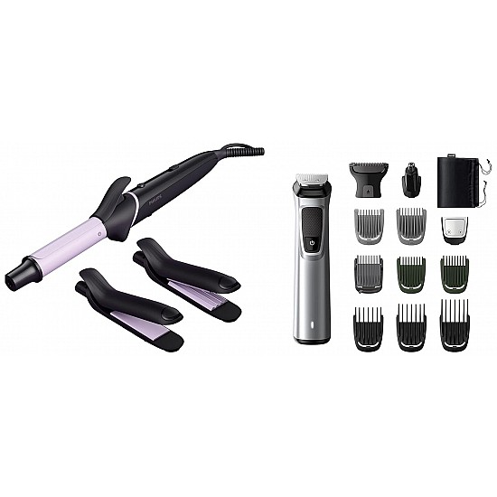 PHILIPS BHH816/00 Crimp, Straighten or Curl with the single tool, quickly and without fear of heat damage, Black Multi Styling Kit