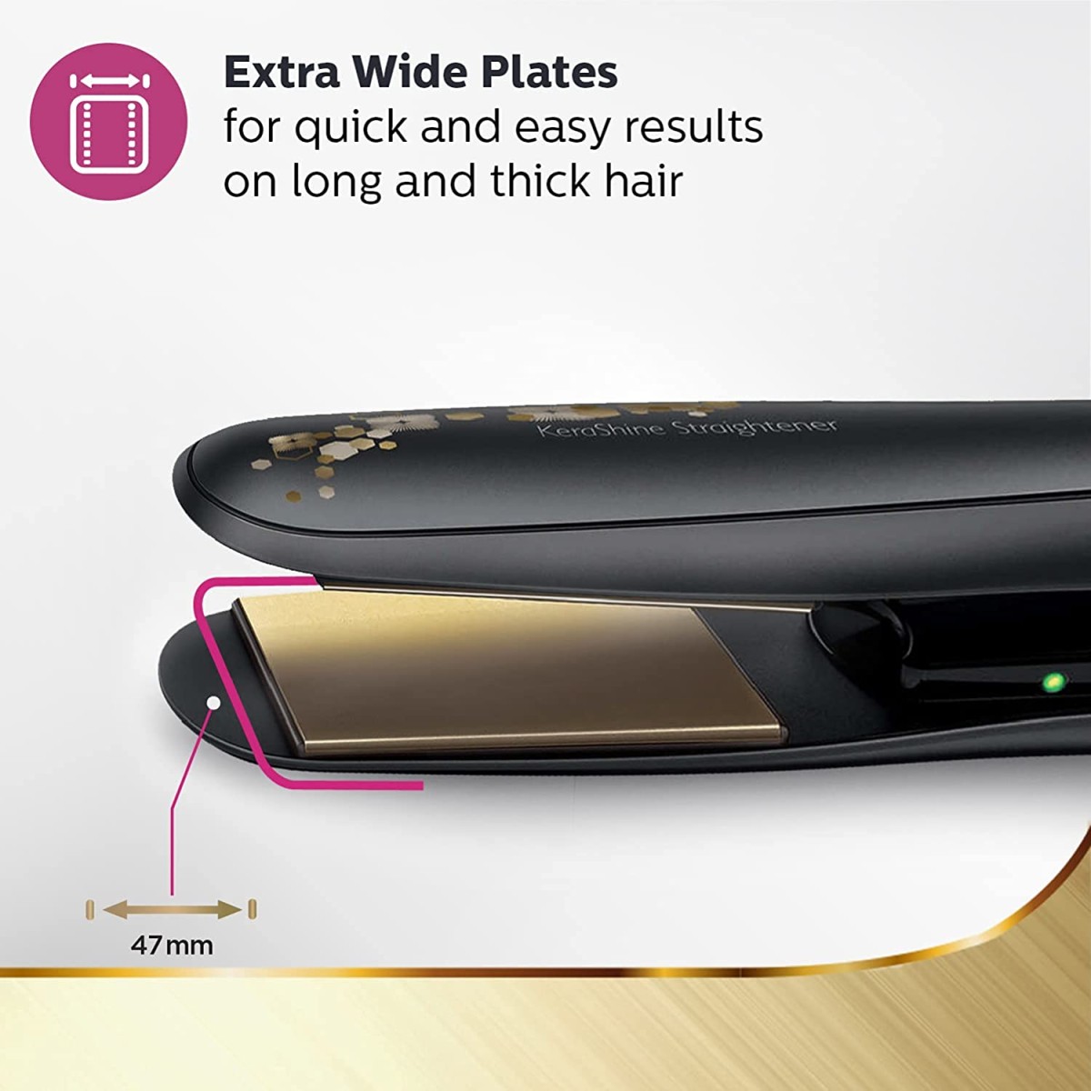 PHILIPS BHS736/00 Straightener Instantly Smooths Untamable Hair With Visible Shine (Black)