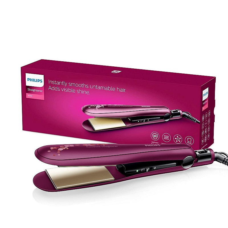 PHILIPS BHS738/00 Kerashine Titanium Wide Plate Straightener With SilkProtect Technology, Teal