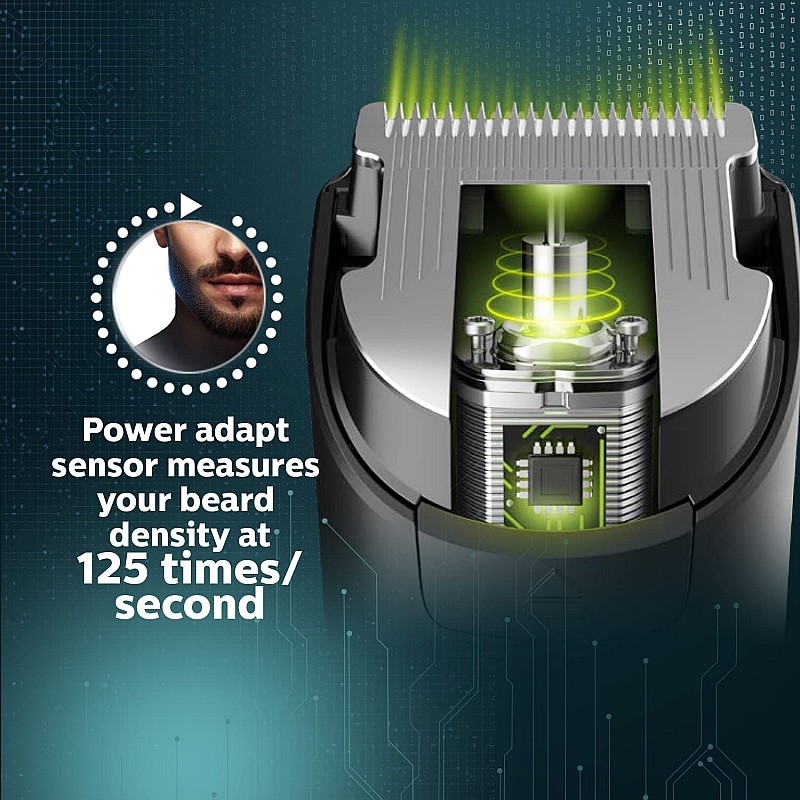 PHILIPS BT3231/15 Smart Beard Trimmer - Power adapt technology for precise trimming- Quick Charge; 20 settings; 60 min run time, Green