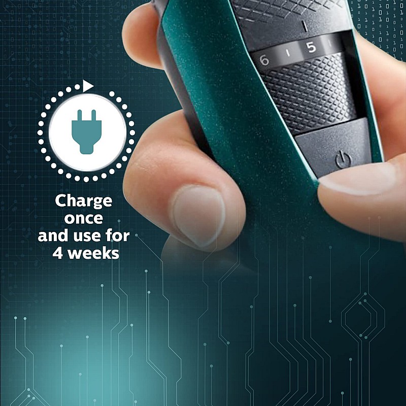 PHILIPS BT3231/15 Smart Beard Trimmer - Power adapt technology for precise trimming- Quick Charge; 20 settings; 60 min run time, Green