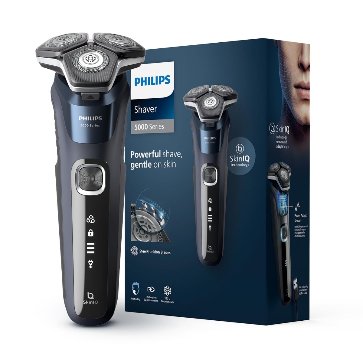 PHILIPS Electric Shaver For Men | Wet & Dry | Powerful Close Shave | Gentle on Skin | SkinIQ Technology | Steel Precision Blades | 360 D Flexing Heads | Integrated Pop Up Trimmer | LED Display | 5 Mins Quick Charge | Showerproof | S5885/28,Black PHILIPS Electric Shaver For Men | Wet & Dry | Powerful Close Shave | Gentle on Skin | SkinIQ Technology | Steel Precision Blades | 360 D Flexing Heads | Integrated Pop Up Trimmer | LED Display | 5 Mins Quick Charge | Showerproof | S5885/28,Black