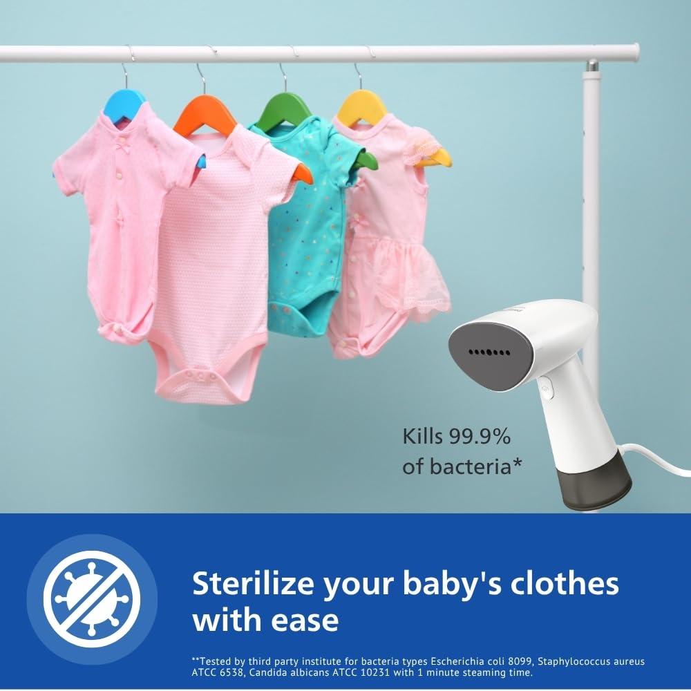 PHILIPS Handheld Garment Steamer Sth1010/10 - Compact, Convenient Vertical Steaming, 900 Watts Quick Heat Up, Up To 18G/Min Steam, Kills 99.9%* Bacteria PHILIPS Handheld Garment Steamer Sth1010/10 - Compact, Convenient Vertical Steaming, 900 Watts Quick Heat Up, Up To 18G/Min Steam, Kills 99.9%* Bacteria