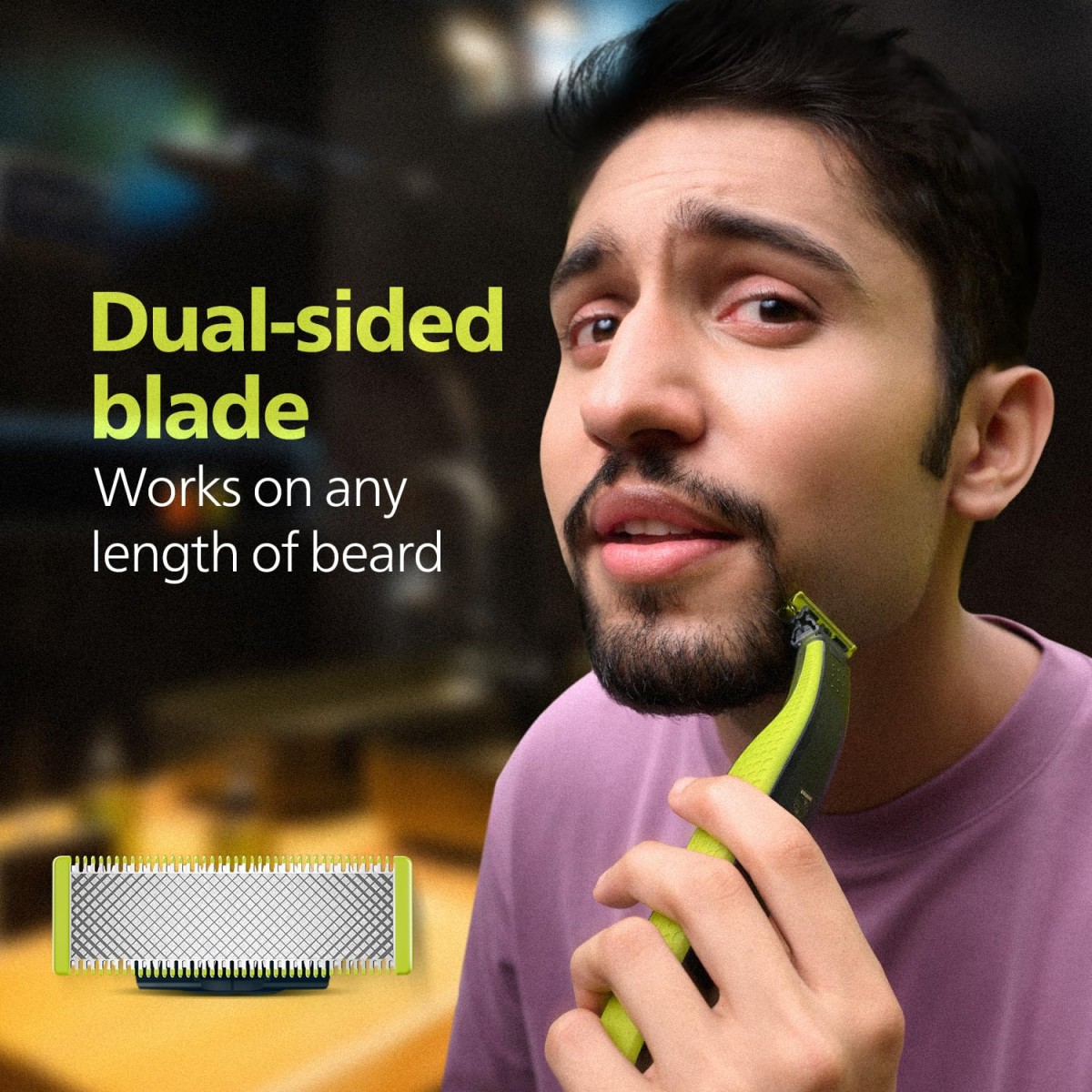 PHILIPS Men Oneblade Replaceable Blade Pack of 2 Replaceable Blades, Qp220/51 (Lime)