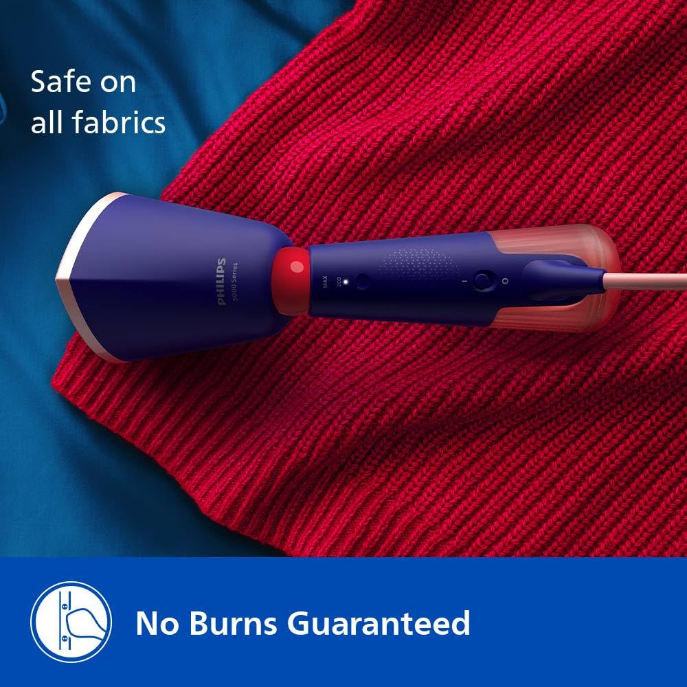 PHILIPS STH 5030/20 Handheld Garment Steamer, Two Water Tanks Glove Pouch & Mat Included, Hand Baggage Friendly Design, Adjustable Head for Horizontal & Vertical Steaming- No Burns Guaranteed,1400Watt PHILIPS STH 5030/20 Handheld Garment Steamer, Two Water Tanks Glove Pouch & Mat Included, Hand Baggage Friendly Design, Adjustable Head for Horizontal & Vertical Steaming- No Burns Guaranteed,1400Watt