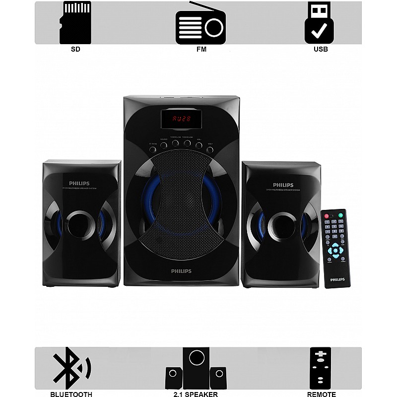 Philips Audio MMS-4545B 2.1 Channel Speakers System (Black)