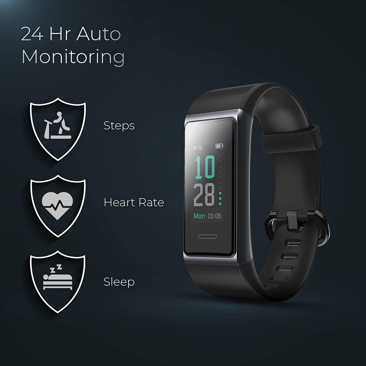 PLAY PLAYFIT 21 Smart Band, Button Touch, Colour Display (Black)