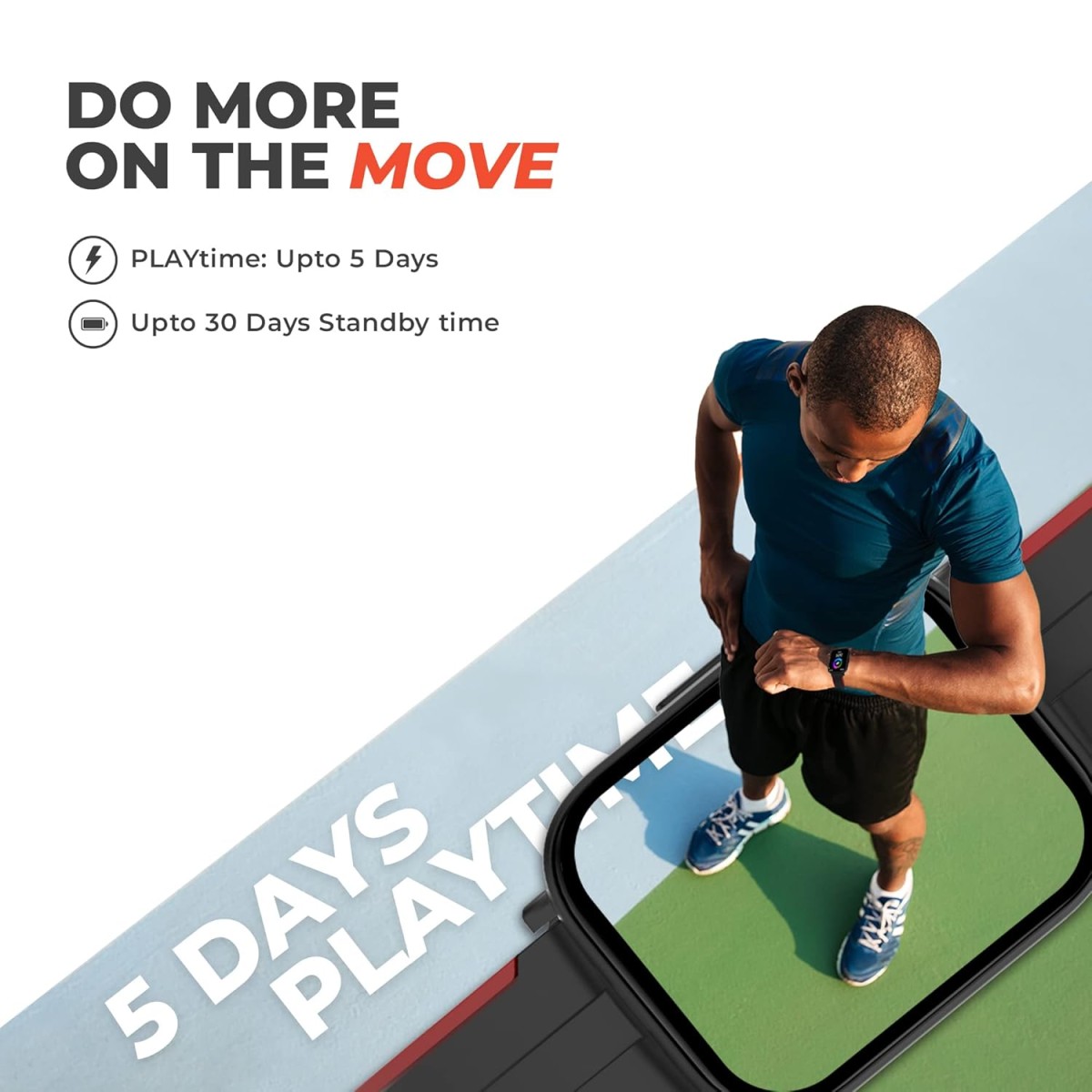 PLAYFIT XLPRO_Black+Red, IPS Display, IP67 Dust, Sweat & Water resistant, Full Metal Dial Design,(unbox)