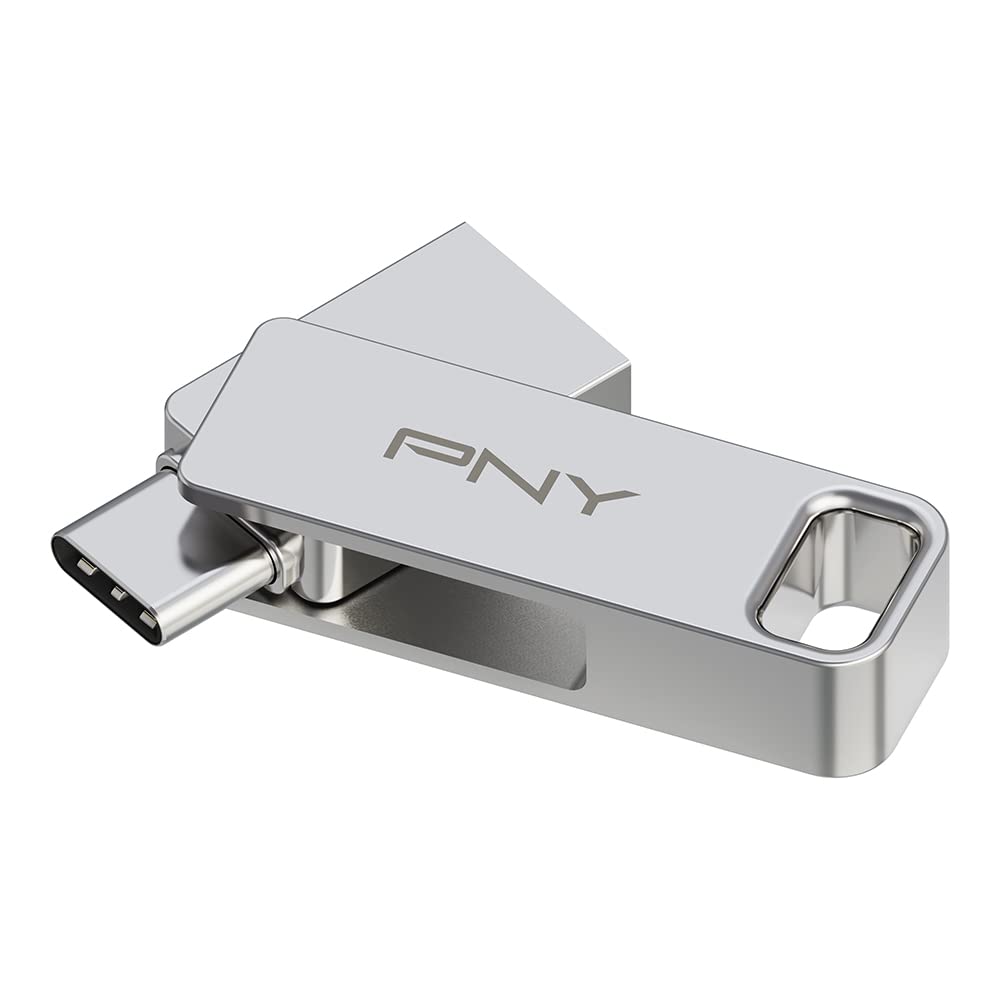 PNY 128GB Duo Link USB 3.2 Type-C Dual Flash Drive for Android Devices and Computers - External Mobile Storage for Photos, Videos, and More - 200MB/s