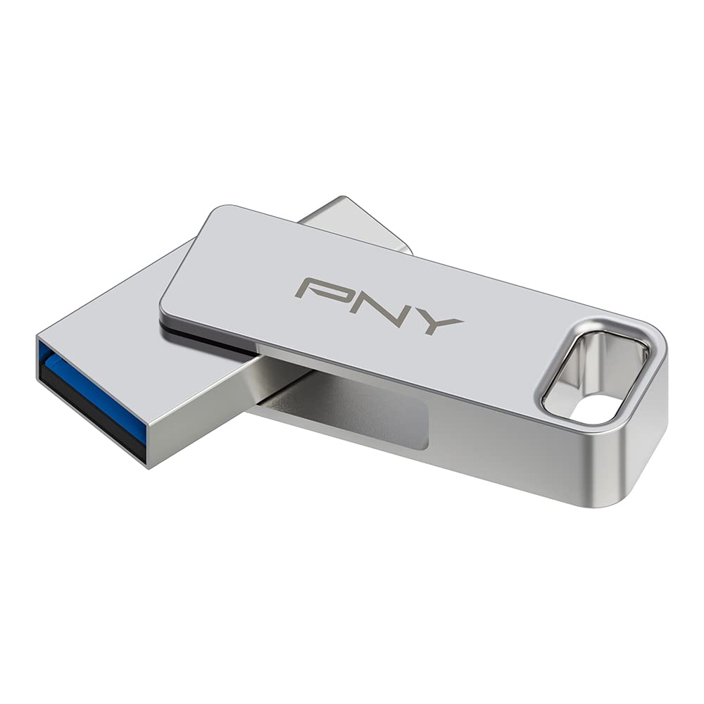 PNY 128GB Duo Link USB 3.2 Type-C Dual Flash Drive for Android Devices and Computers - External Mobile Storage for Photos, Videos, and More - 200MB/s