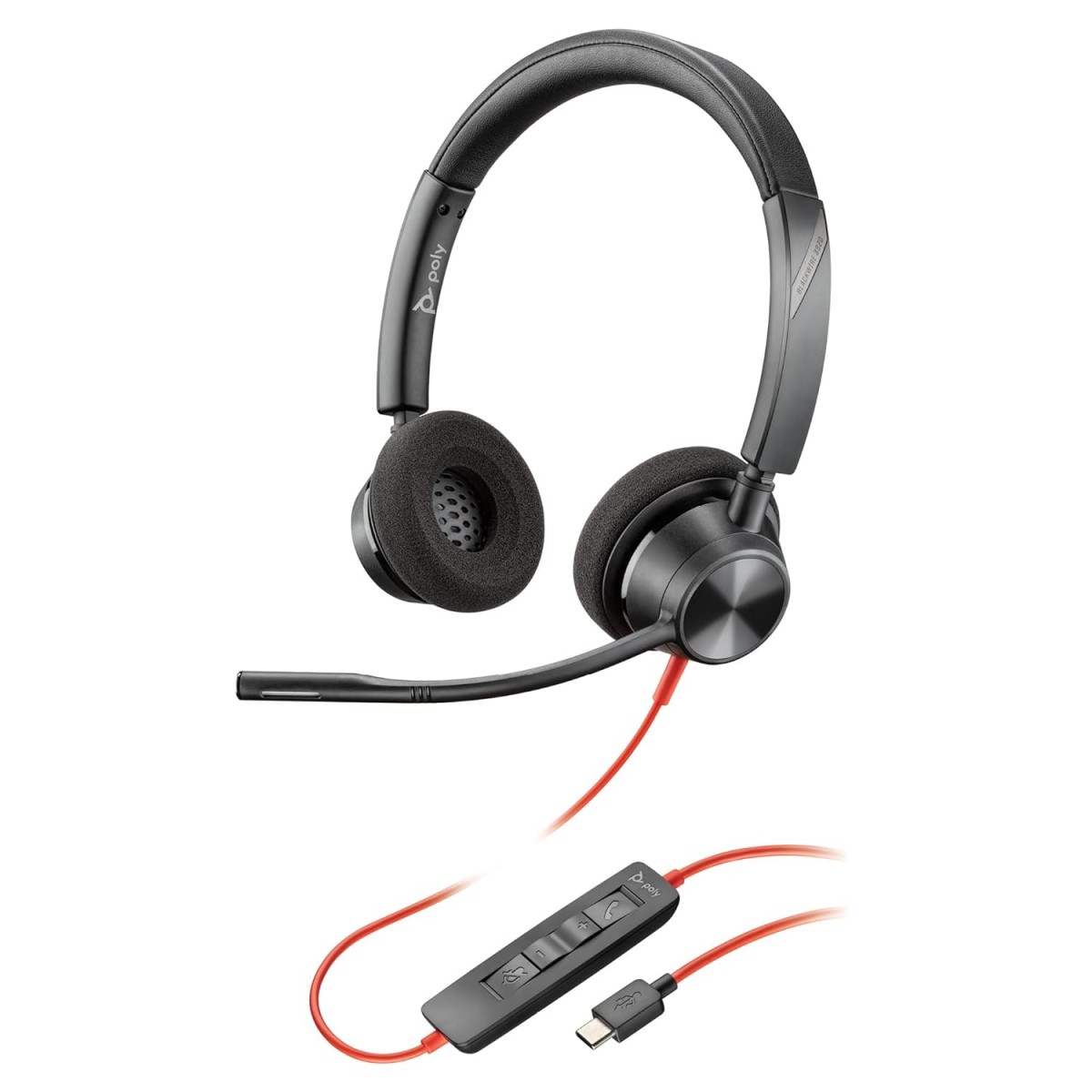 POLY (Plantronics Blackwire 3320 Stereo Headset, On Ear W/Noise-Canceling Mic, 130G, Connect to Mobile/Tablet Via USB-C/A, 180-Degree Pivoting Speakers, Dynamic EQ, Hi-Fi Stereo, Black, 8G0Y9AA