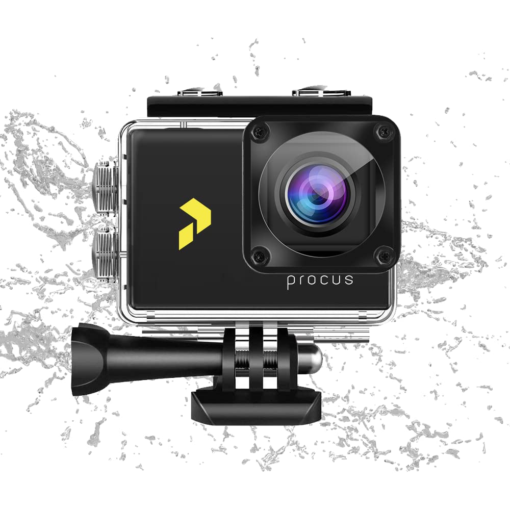 PROCUS Rush 3.0 (Full Pack) 24MP 4K 60fps Action Camera with 24+ Accessories Waterproof with 6 Axis Gyro Video Stabilization, Type-C External Mic, 2X 1050 mAh Batteries and WiFi (with EIS)
