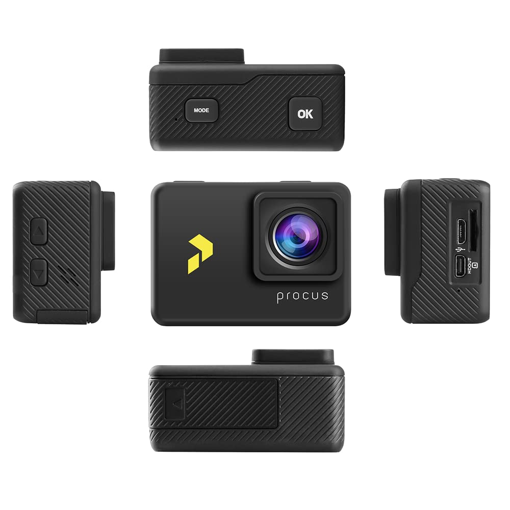 PROCUS Rush 3.0 (Full Pack) 24MP 4K 60fps Action Camera with 24+ Accessories Waterproof with 6 Axis Gyro Video Stabilization, Type-C External Mic, 2X 1050 mAh Batteries and WiFi (with EIS)