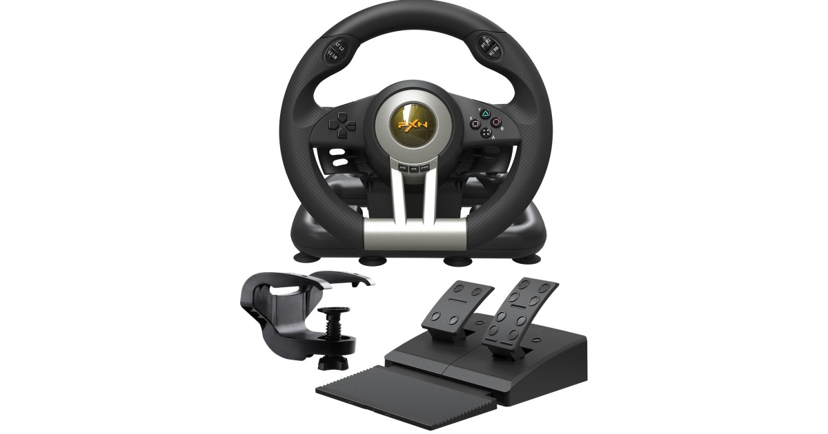 PXN V3 Pro Racing Steering Wheel and Pedals, 180° Steering Wheel with ...