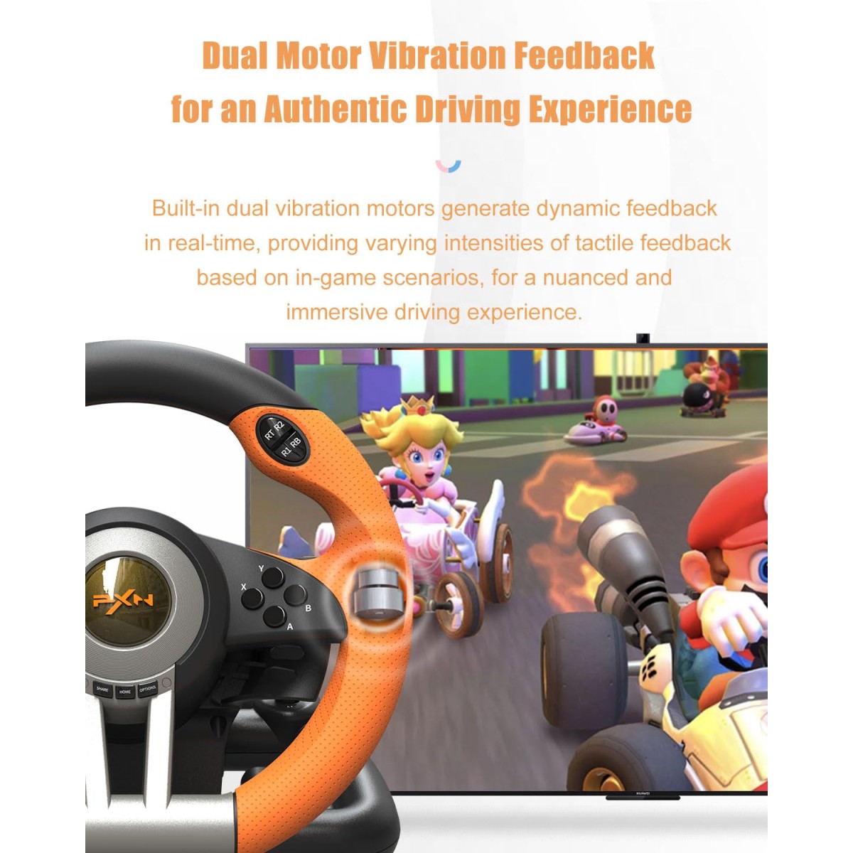 PXN V3 Pro Racing Steering Wheel and Pedals, 180° Steering Wheel with Pedal Board, Paddle Shifters and Vibration Feedback, Game Steering Wheel for PS4, Xbox One, PC, Xbox Series X|S, PS3, Switch -