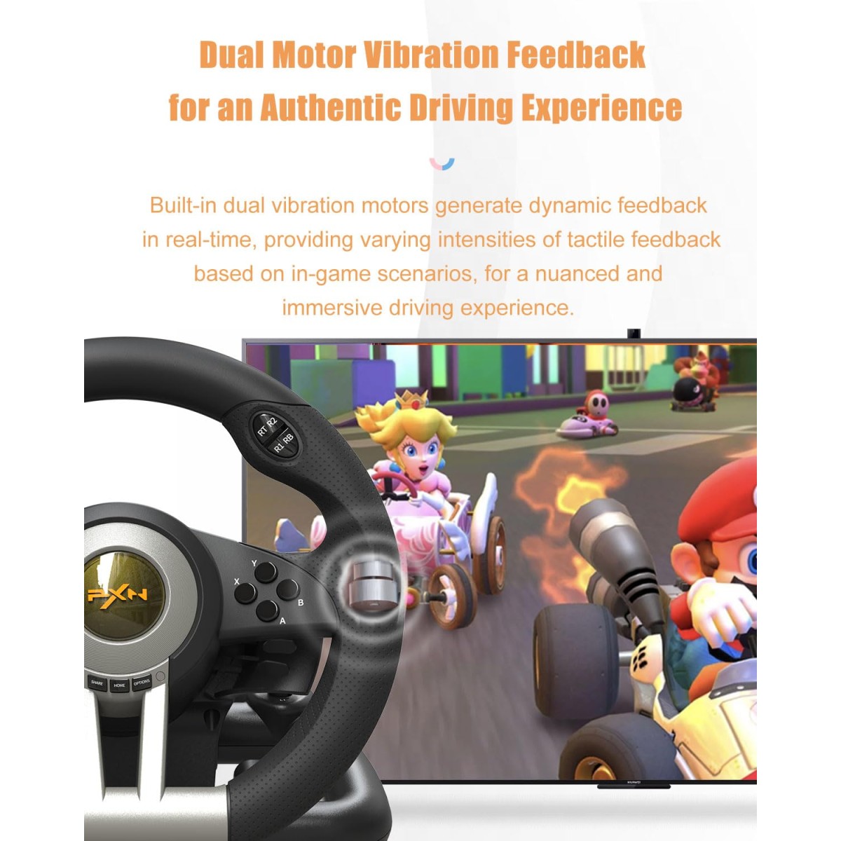 PXN V3 Pro Racing Steering Wheel and Pedals, 180° Steering Wheel with Pedal Board, Paddle Shifters and Vibration Feedback, Game Steering Wheel for PS4, Xbox One, PC, Xbox Series X|S, PS3, Switch -