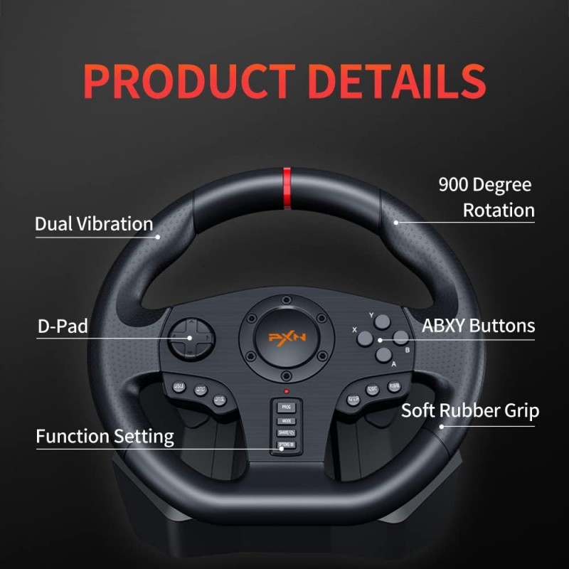 PXN V900 PC Racing Wheel, Universal Usb Car Sim 270/900 degree Race Steering Wheel with Pedals for PS3, PS4, Xbox, One, Nintendo Switch