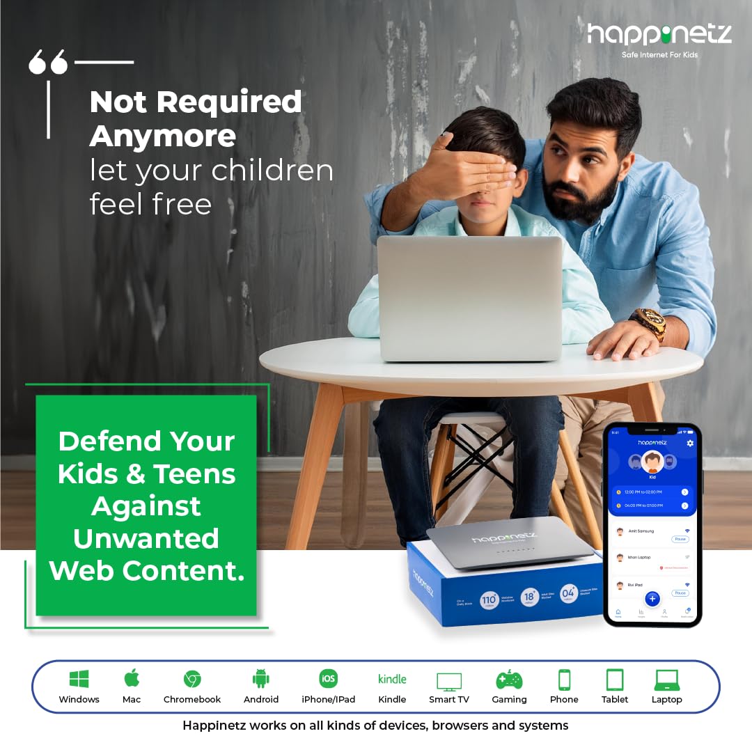 Parental Control Internet Filter: Secure The Internet for Kids on WiFi, Android, iOS, TVs, laptops. App Control, Screen time, Content Filtering, Insights.