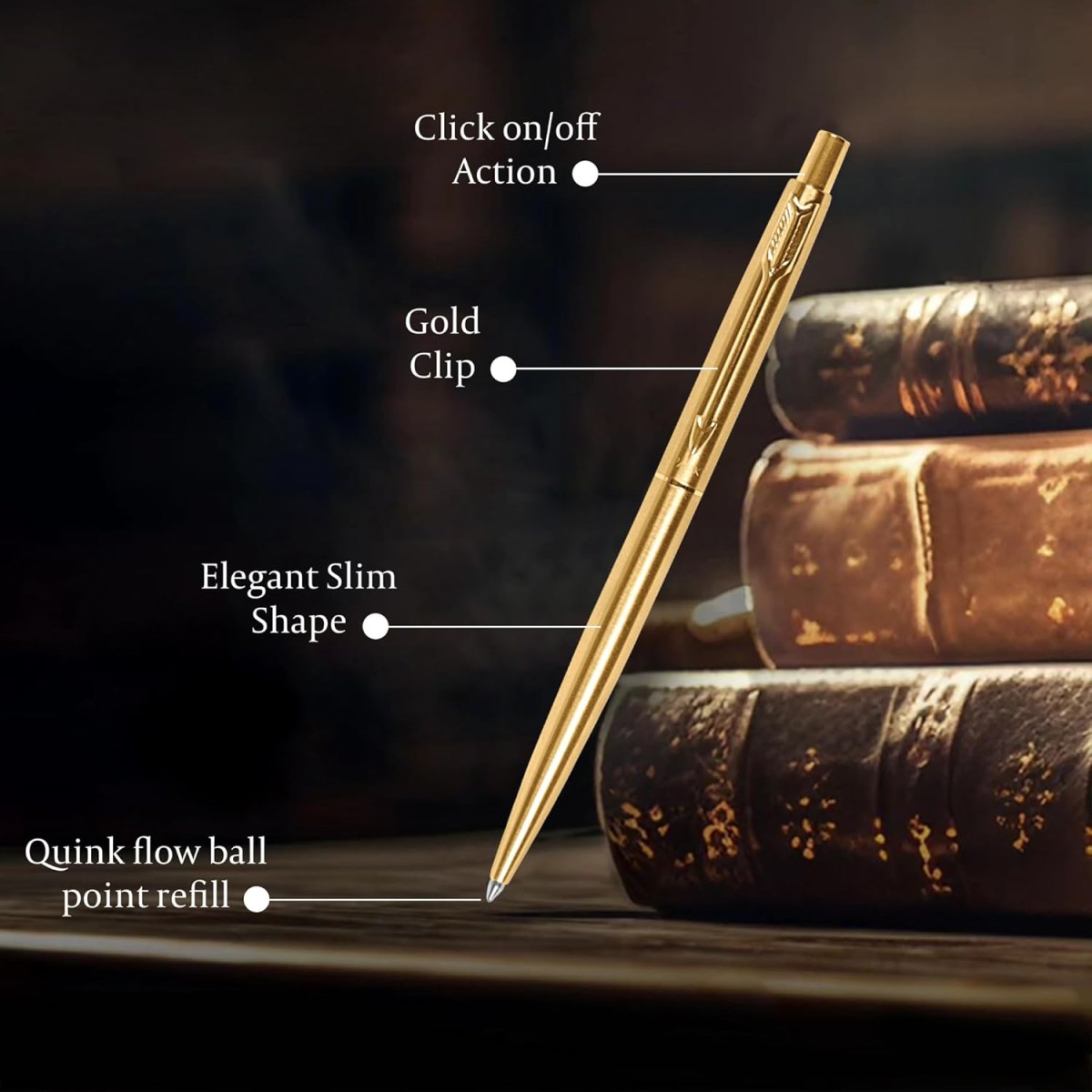 Parker Classic Gold Ball Pen| Ink Color - Blue | Gift For Employees | Leading Pen For Entrepreneurs