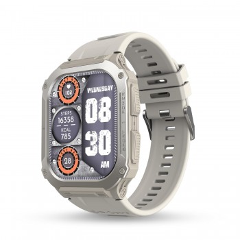 Pebble Bravo 1.99" (5.05 cm) Infinite Display, Bright HD Display 600Nits BT Calling, One Time BT Connect, 520 mAh Battery, Health Suite, Multi Sports Mode, Rugged Built - Military Grey