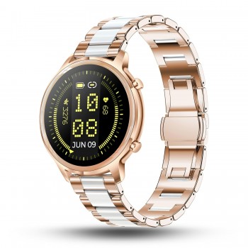 Pebble Celia 1.32" HD Infinite Display, BT Calling, Women's Health suite, Sleek Dial Smartwatch  (Gold Strap, Free Size)
