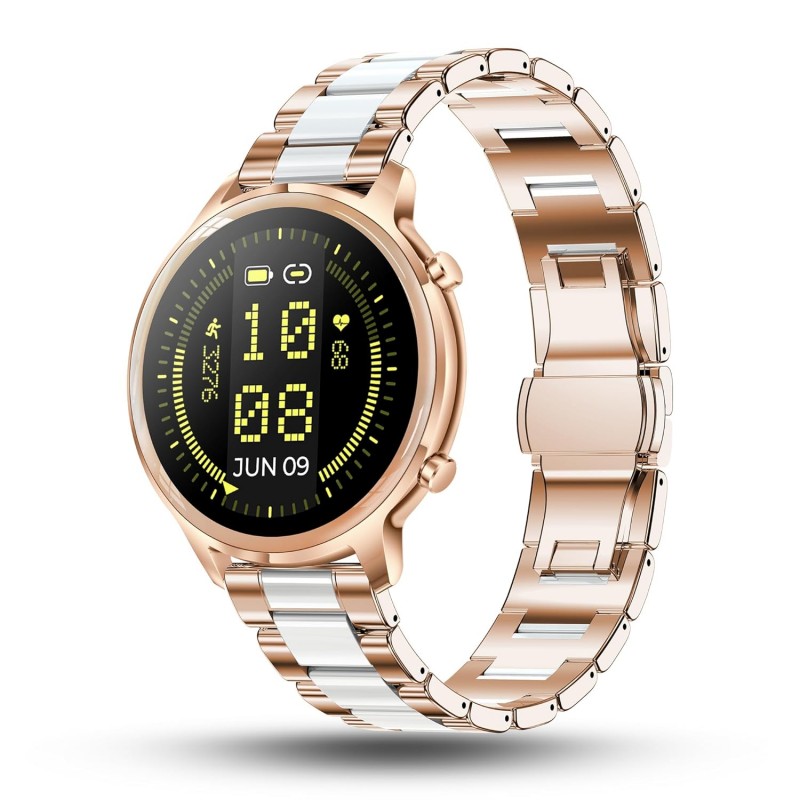 Pebble Celia 1.32" HD Infinite Display, BT Calling, Women's Health suite, Sleek Dial Smartwatch  (Gold Strap, Free Size)