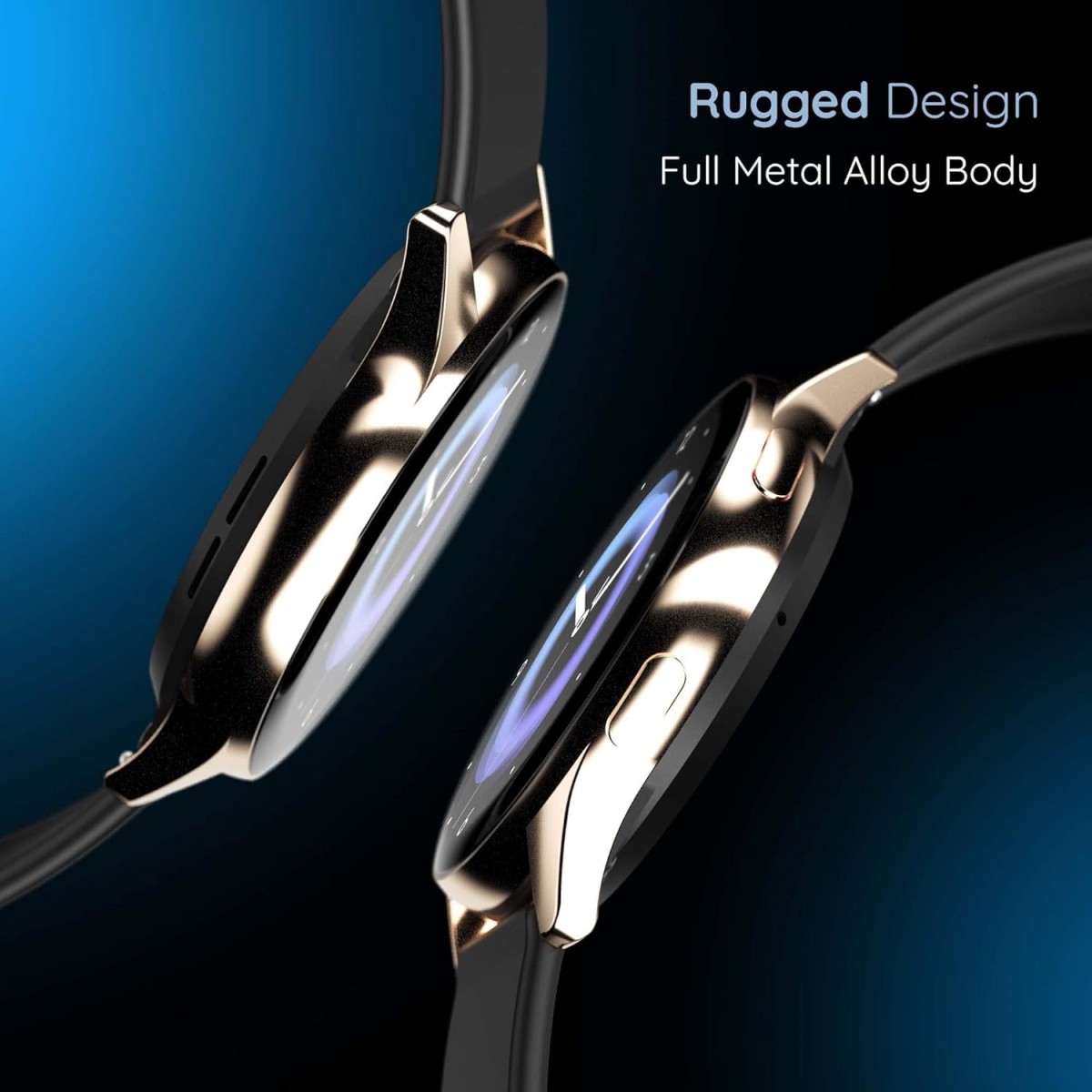 Pebble Dart 1.28" Round HD Display, Bluetooth Calling, Voice Assitance, Sleep Monitor, Alarm & Notification Smartwatch - Midnight Gold