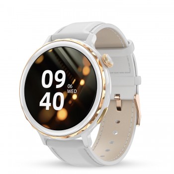 Pebble Diva 1.32" BT Calling, Female Health, Health Suite, Alarm and Notification (Snow Leather)