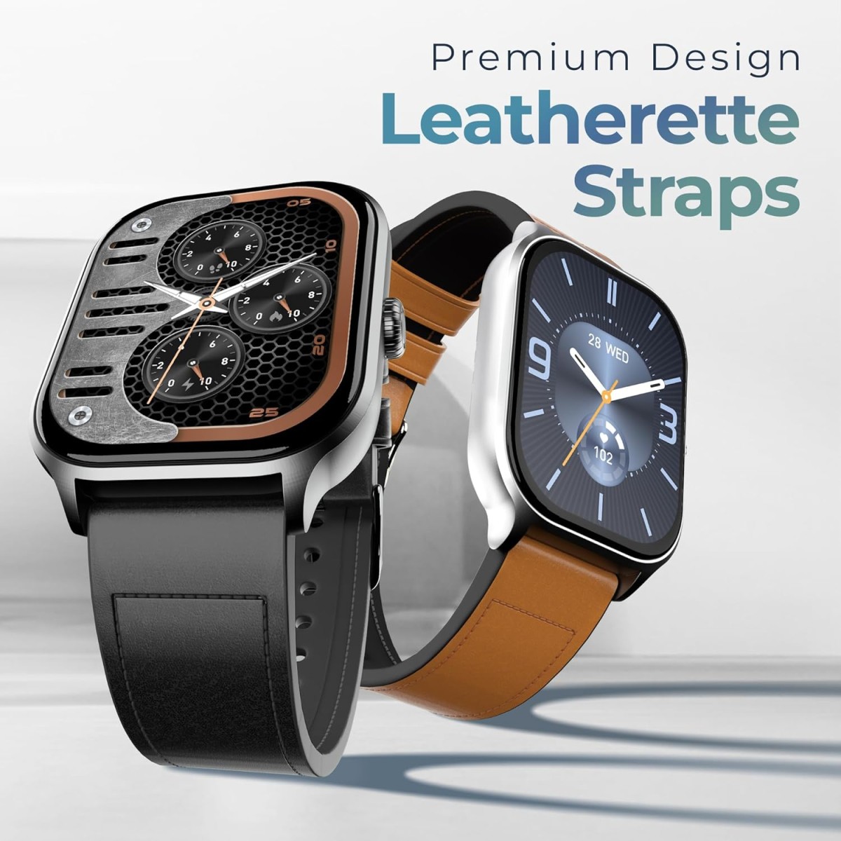 Pebble Edge 2.01" True HD Display, BT Calling, Heart Rate Monitoring, Rotating Crown, Light Weight Design, Alarm & Notification Smart Watch (Whiskey Brown)