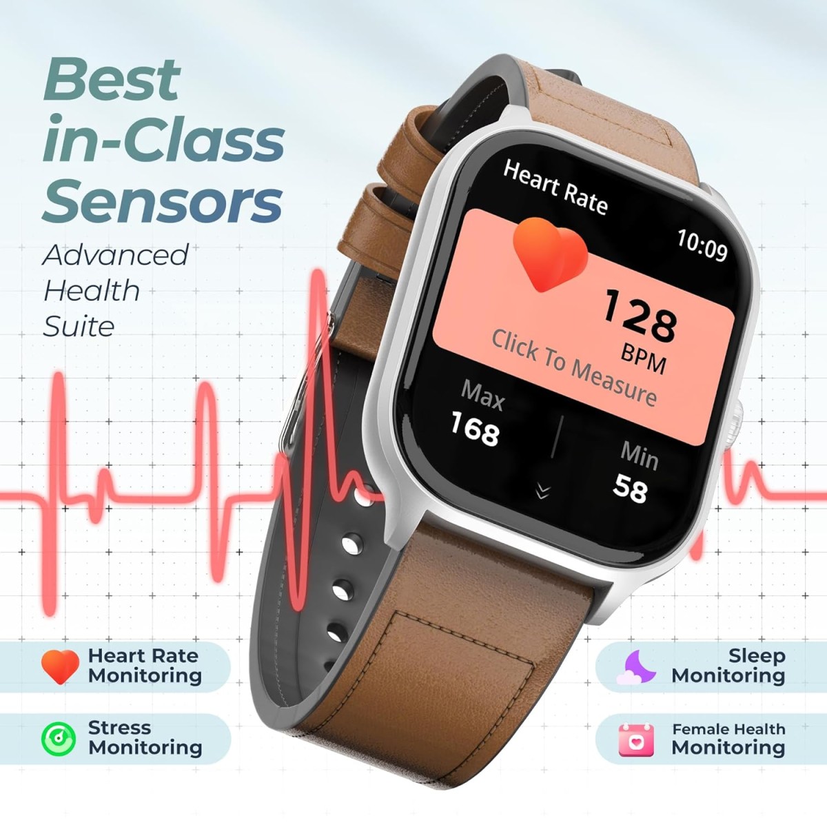 Pebble Edge 2.01" True HD Display, BT Calling, Heart Rate Monitoring, Rotating Crown, Light Weight Design, Alarm & Notification Smart Watch (Whiskey Brown)