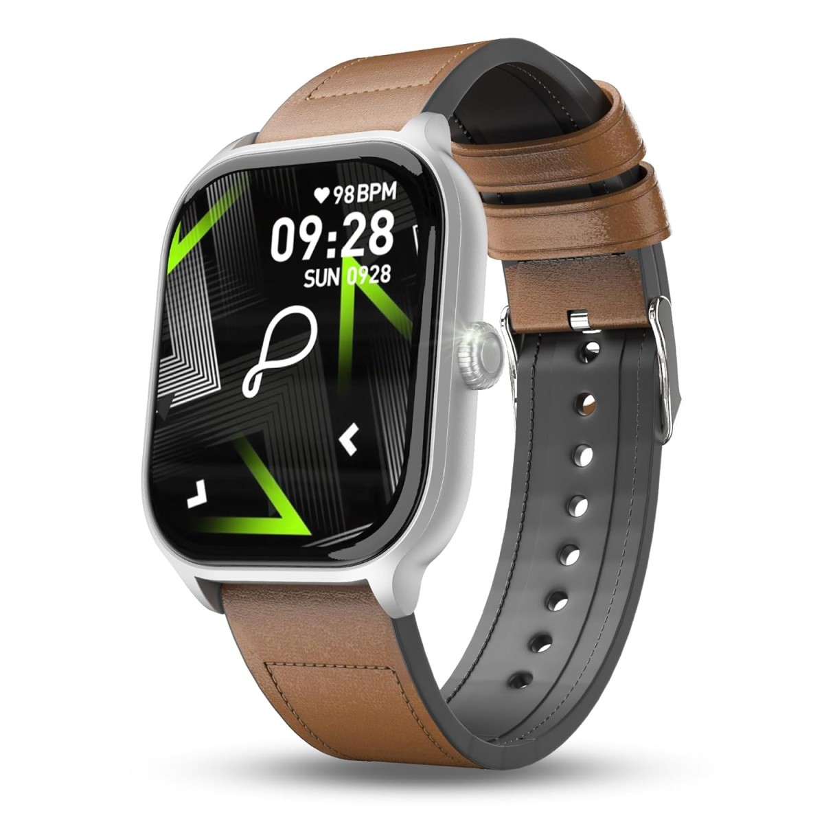 Pebble Edge 2.01" True HD Display, BT Calling, Heart Rate Monitoring, Rotating Crown, Light Weight Design, Alarm & Notification Smart Watch (Whiskey Brown)