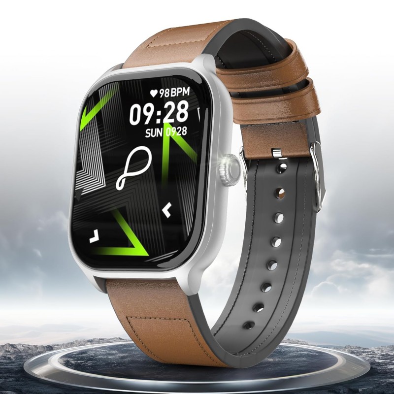 Pebble Edge 2.01" True HD Display, BT Calling, Heart Rate Monitoring, Rotating Crown, Light Weight Design, Alarm & Notification Smart Watch (Whiskey Brown)