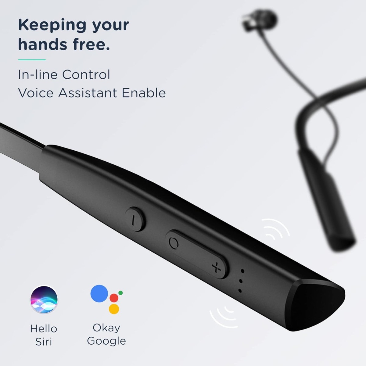 Pebble Flex Activ Neckband with True Bass in-Built Mic, up to 60 Hours Play time, Magnetic Earbuds, Soft Silicone Body Workout and Sweat Proof (Black)