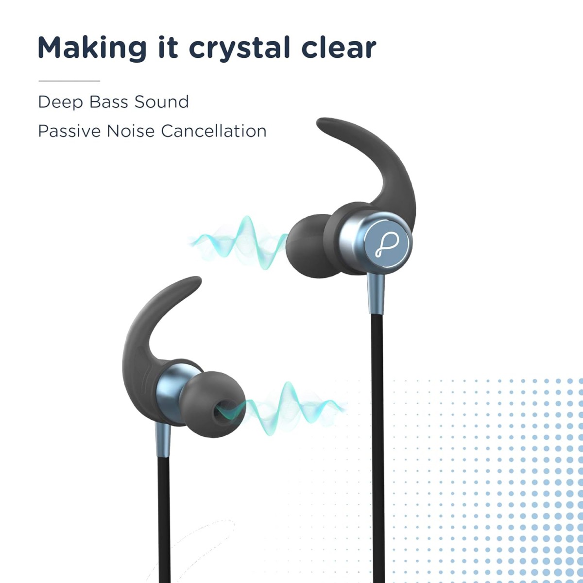 Pebble Flex Lite Neckband with True Bass in-Built Mic, 10 Hours Play time, Magnetic Earbuds, Soft Silicone Body Workout and Sweat Proof (Black)