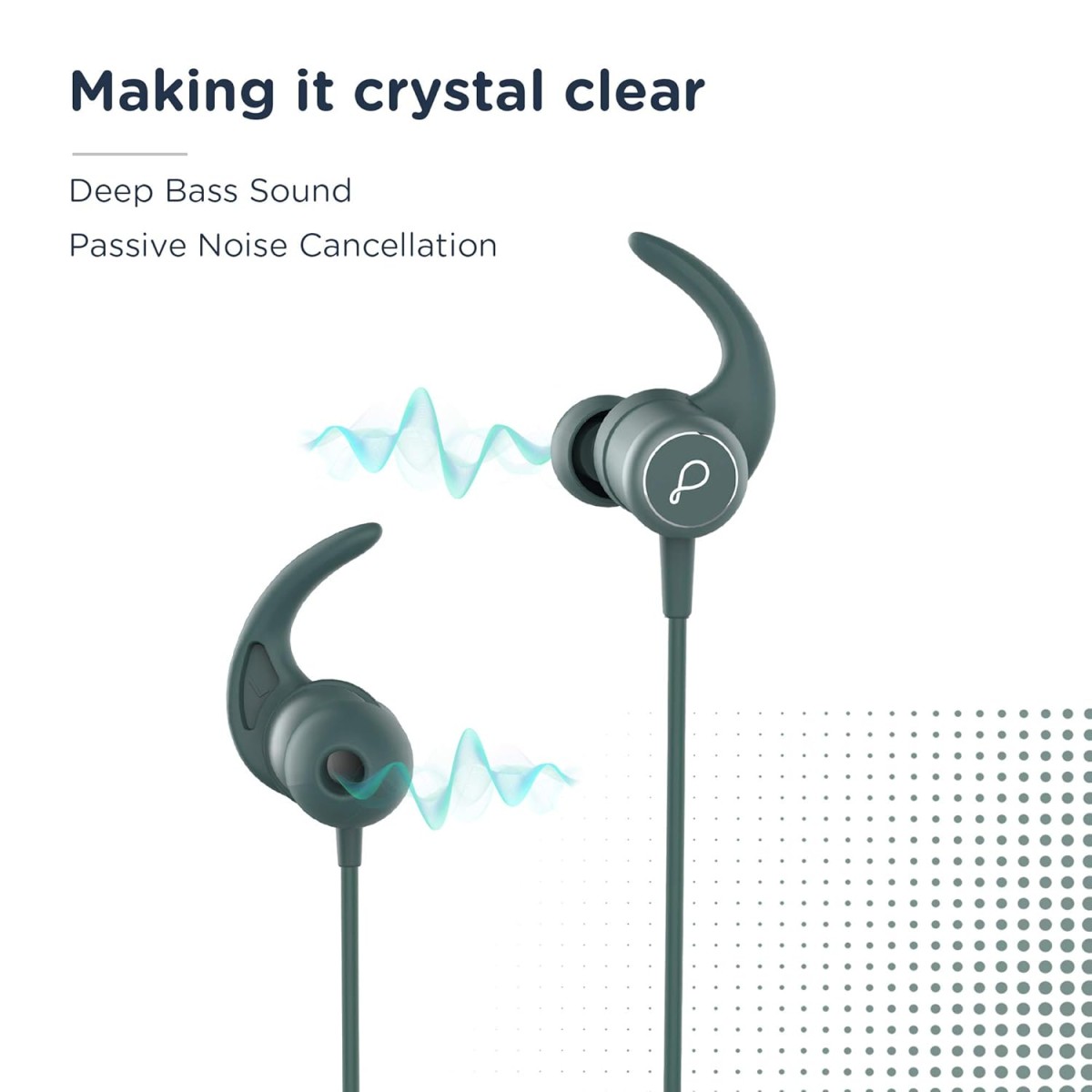 Pebble Flex Lite Neckband with True Bass in-Built Mic, 10 Hours Play time, Magnetic Earbuds, Soft Silicone Body Workout and Sweat Proof (Black)