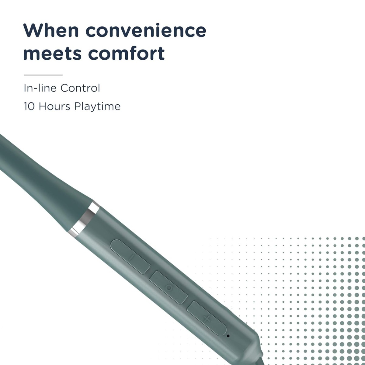 Pebble Flex Lite Neckband with True Bass in-Built Mic, 10 Hours Play time, Magnetic Earbuds, Soft Silicone Body Workout and Sweat Proof (Black)