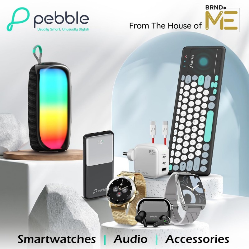 Pebble Glory Buds AI Environmental Noice Cancellation, Premium Design, Fast Paring, 10mm Dynamic Driver, Splash Proof, Type C Charging (White)